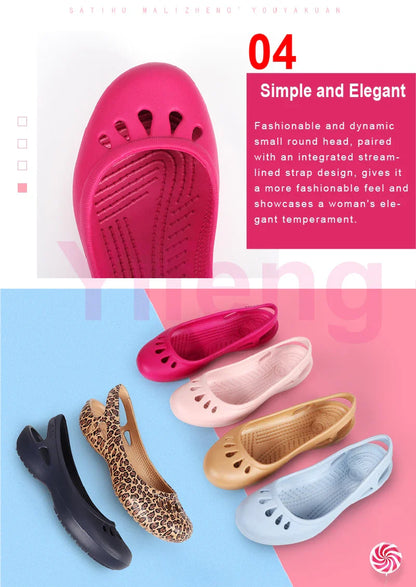 Certified Satihu Summer Lightweight Anti-Slip Clogs for Women - Flat Bottom Sandals, Nurse, Outdoor, Beach Jelly Shoes