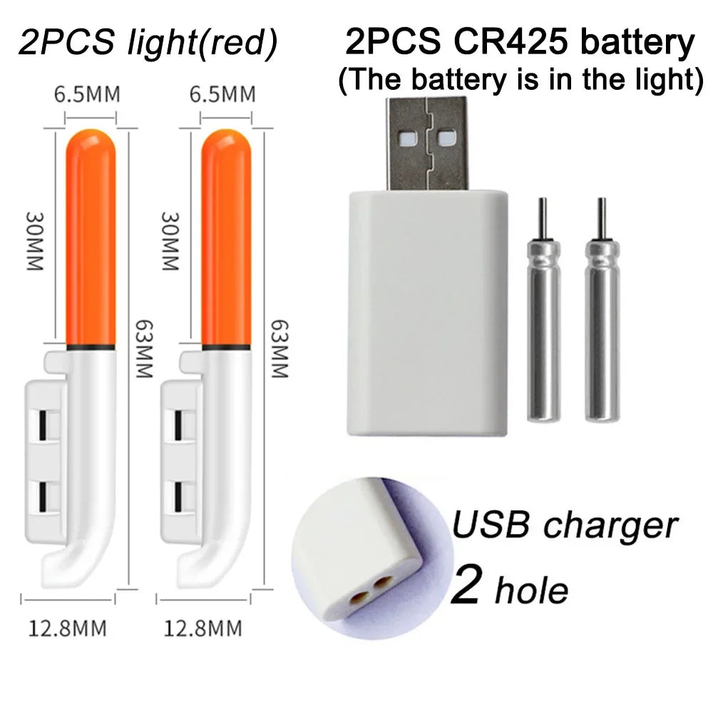 Fishing Electronic Rod Stick Flash Light with CR425 3.6V Lithium Battery – Waterproof LED Luminous Night Fishing Tackle with USB Rechargeable Light Stick Rod Accessory