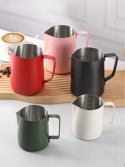 350/600ML Stainless Steel Coffee Milk Frothing Pitcher – Precise Scale Latte Jug for Barista & Professional Cafe Use