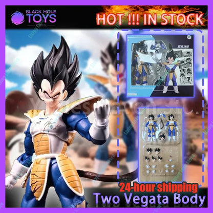 Black Hole Toys Dragon Ball SHF Action Figures — SSJ Super Saiyan Vegeta & Son Goku, Battle Suit & Battle Damage Model Toys