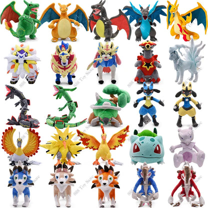 Anime Shiny Pokémon Plush Toys — Charizard, Mega Evolution X, Articuno & Lucario Stuffed Dolls Christmas Gift for Kids