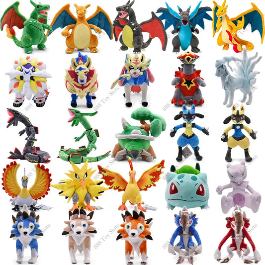 Anime Shiny Pokémon Plush Toys — Charizard, Mega Evolution X, Articuno & Lucario Stuffed Dolls Christmas Gift for Kids