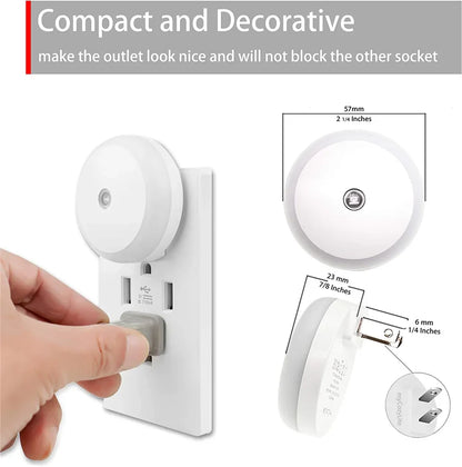 LED Night Light – Smart Sensor Round Plug-In Wall Lamp for Bathroom, Home, Kitchen, Hallway, Stairway, Bedroom