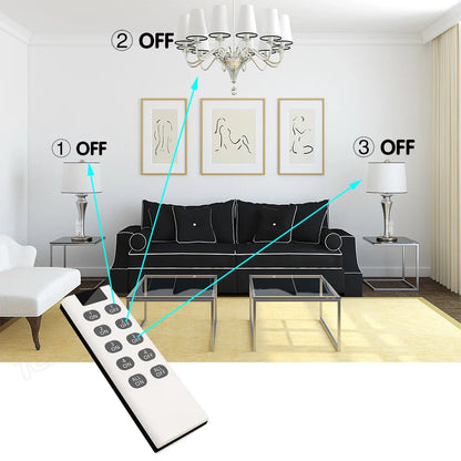 Wireless RF 433MHz Remote On/Off Light Switch Controller, AC 220V 10A Relay for Ceiling Lamp, LED, and Fan Smart Home Control