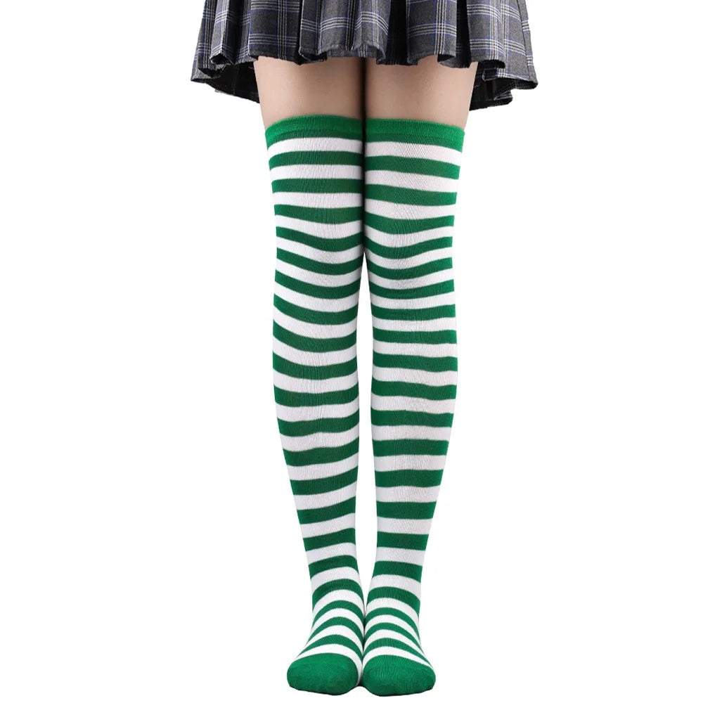 Women's Striped Knee-High Socks – Anime Cosplay Thigh-High Stockings for Girls & Women