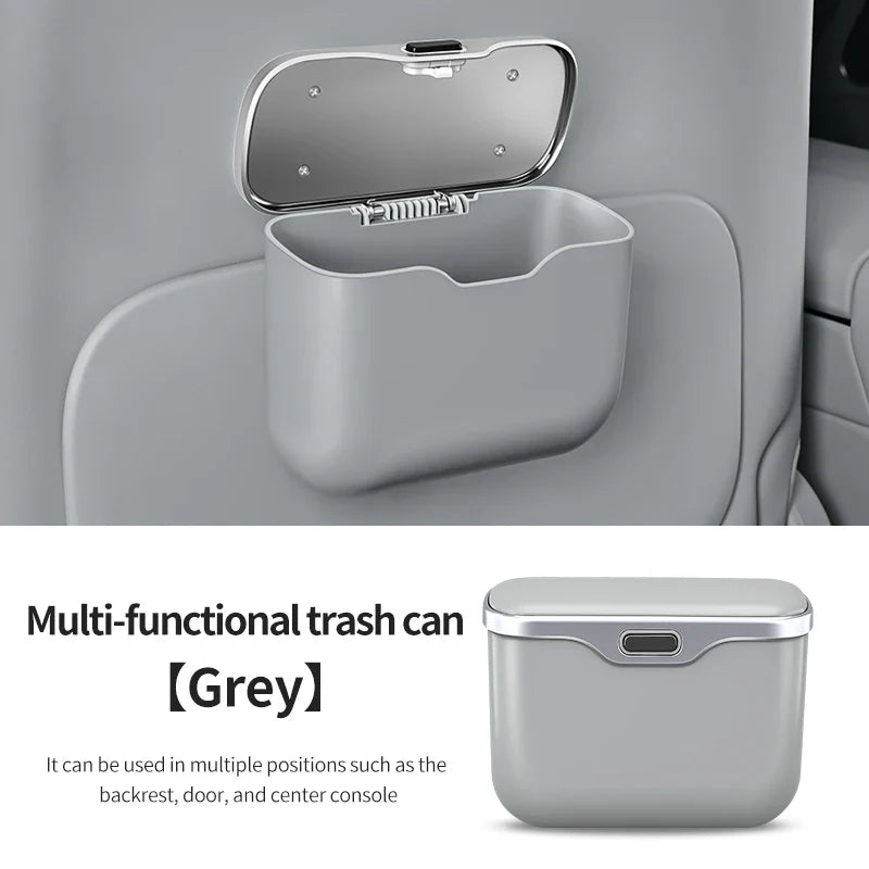 Multifunctional Car Trash Can with Lid – Hanging Storage Bin for Wet & Dry Use, Auto Interior Organizer Box Accessory