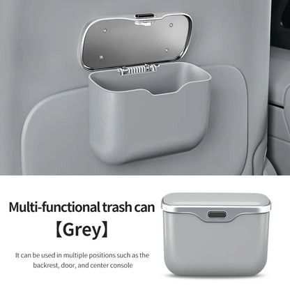 Multifunctional Car Trash Can with Lid – Hanging Storage Bin for Wet & Dry Use, Auto Interior Organizer Box Accessory