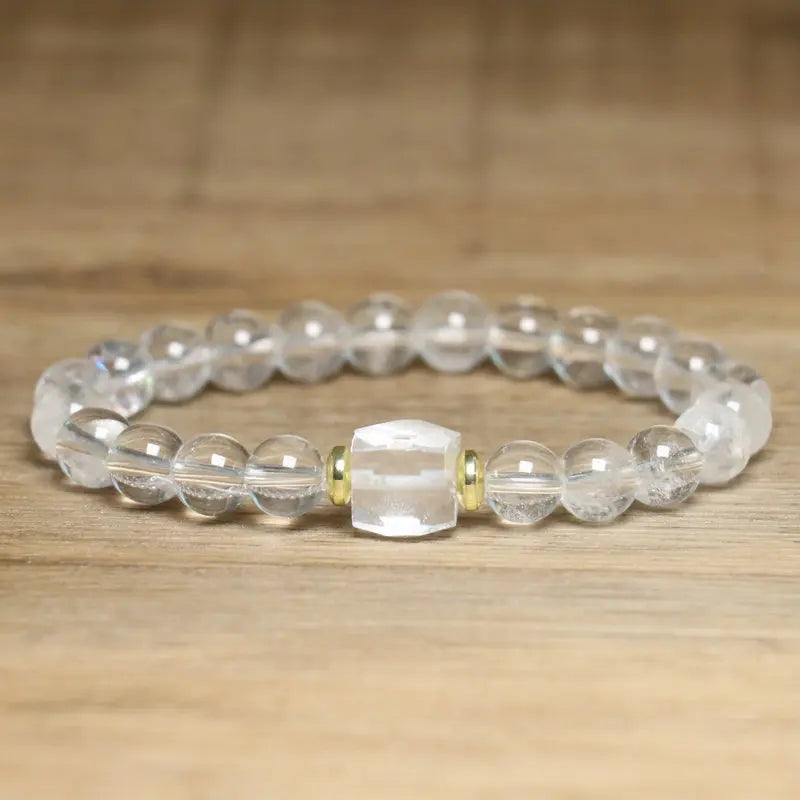 Natural Stone Beaded Bracelet – Strawberry Crystal & Yellow Jade Bohemian Minimalist Adjustable Crystal Jewelry for Women & Men