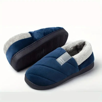 Large Men's Winter Warm Furry Slippers - Size 46/47, Thick Sole Non Slip Slides for Indoor and Outdoor Use