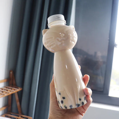 Cute Cat Shaped Water Bottle – Portable BPA-Free Drinking Cup for Milk Tea, Coffee & Juices