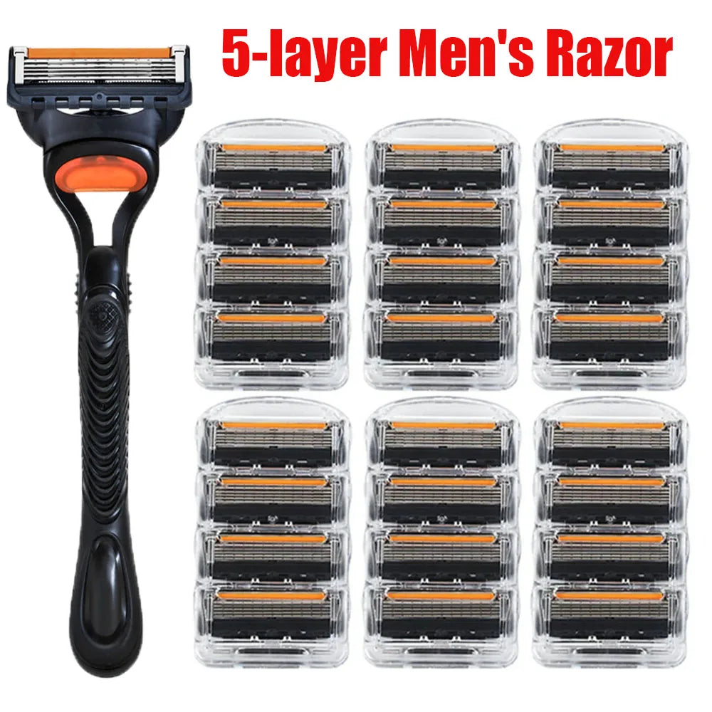 Men’s 5-Layer Fusion Razor Blade Refills – 4/12/24PCS Replacement Cartridges for Beard & Face Shaving