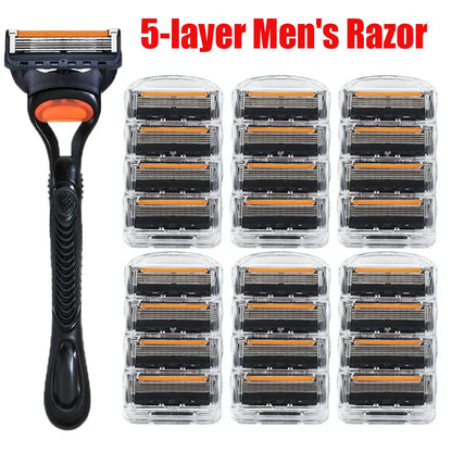 Men’s 5-Layer Fusion Razor Blade Refills – 4/12/24PCS Replacement Cartridges for Beard & Face Shaving