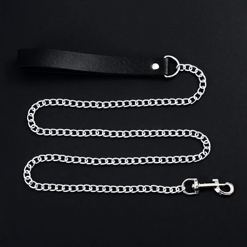 Goth Punk Rock Choker Necklace — Black Leather Collar for Women, Halloween Cosplay Jewelry & Party Costume Accessory