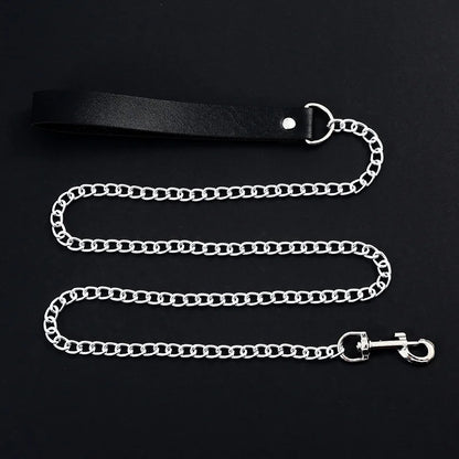 Goth Punk Rock Choker Necklace — Black Leather Collar for Women, Halloween Cosplay Jewelry & Party Costume Accessory