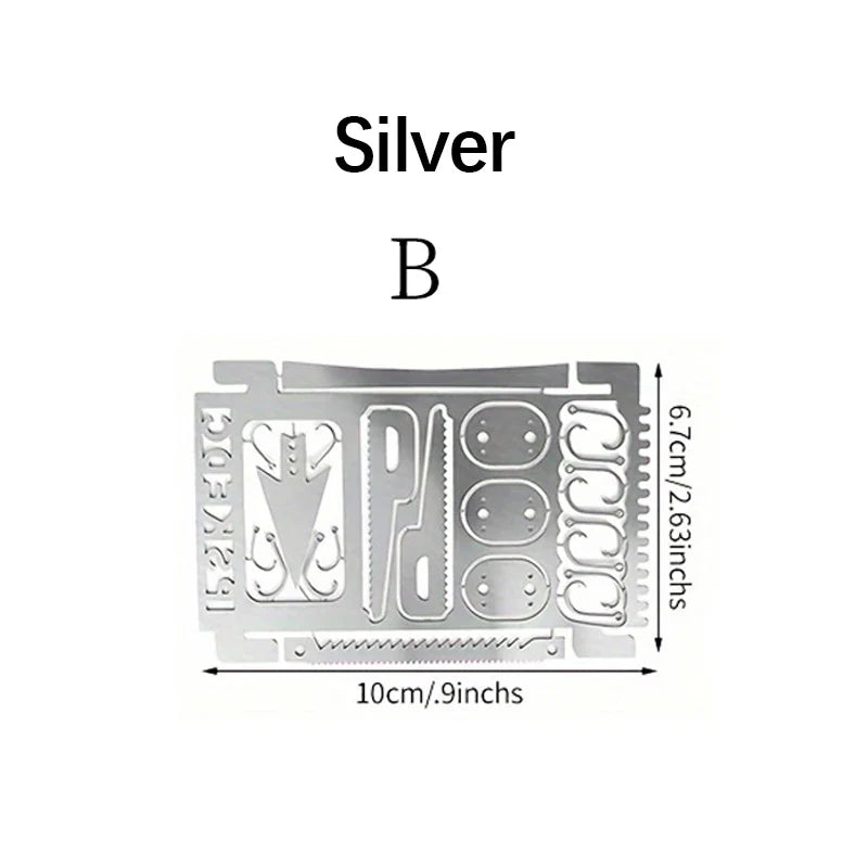 1/4PCS PSKOOK Survival Fishing Hook Card - Stainless Steel Multifunction Tool Card for Camping, Fishing & Outdoor Adventures