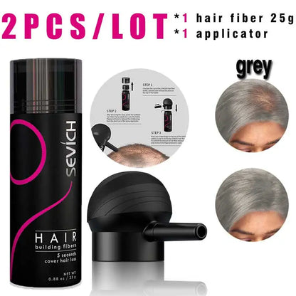 SEVICH Hair Building Fiber Set – Hair Loss Concealer for Sparse or Bald Spots with Keratin Fiber Powder Applicator