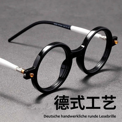 Shatar Retro Large Round Reading Glasses – Coarse Frame Unisex Anti Blue Light Eyewear for Men & Women