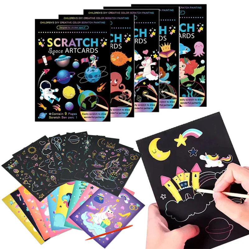 Children’s Scratch Painting Set – Colorful Cartoon DIY Drawing Toy for Early Education & Birthday Gifts