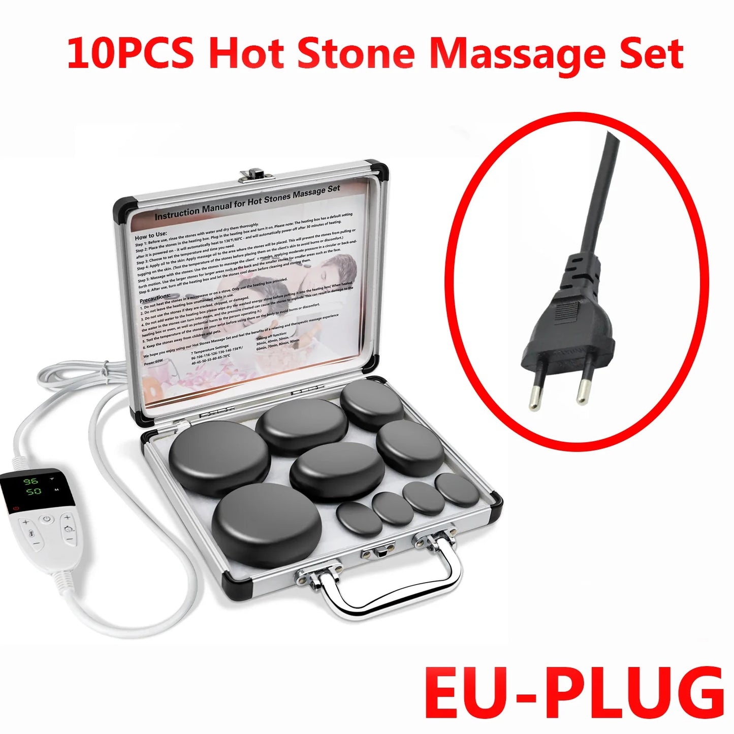Adjustable Temperature Hot Stone Massage Set with Heater – Professional Spa Tool for Neck and Body Relaxation