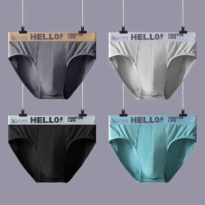 4-Pack Men's Cotton Briefs - Breathable Printed Underwear with Comfortable Fit & Stylish Design
