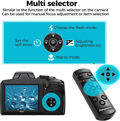 HANPUSEN Bluetooth Wireless Camera Remote for Nikon – Compatible with Zfc, Z30, Z5, Z7II, Z6II, Z50, COOLPIX P1000/P950, A1000, B600, Replacement for ML-L7