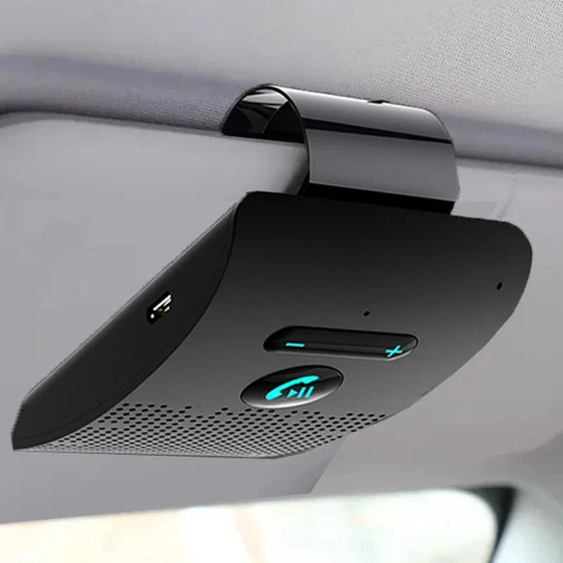 5.0 Bluetooth Handsfree Car Kit – HiFi 2W Wireless Speaker, Noise Cancelling MP3 Audio Receiver with Sun Visor Clip for Calls & Music
