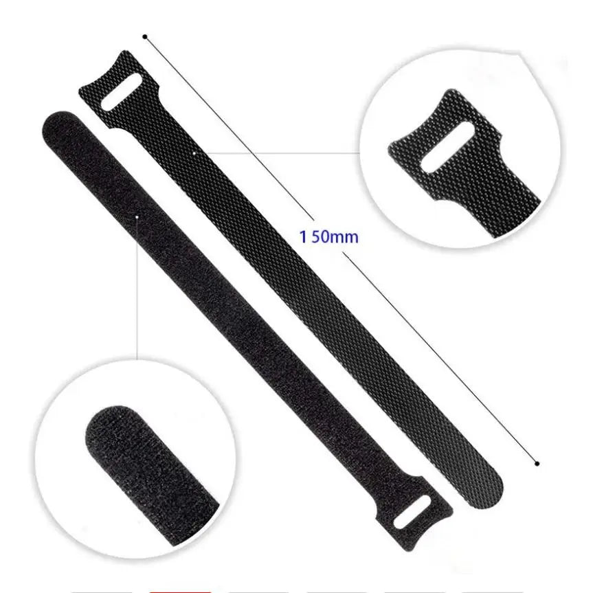 100 Cable Ties 150x12mm T-Buckle Strap Nylon Ring Strap: Black Back-to-Back Data Cable Self-Adhesive Management Ties