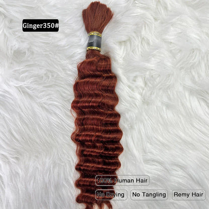 Pre-Colored Brazilian Deep Wave Bulk Human Hair - No Weft, Remy Hair Extensions, 14-28 Inch for Crochet Braids