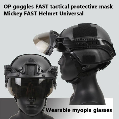 Tactical FAST Helmet Half Face Mask with Flip Goggles – Airsoft, Paintball, and Hunting Gear Accessories