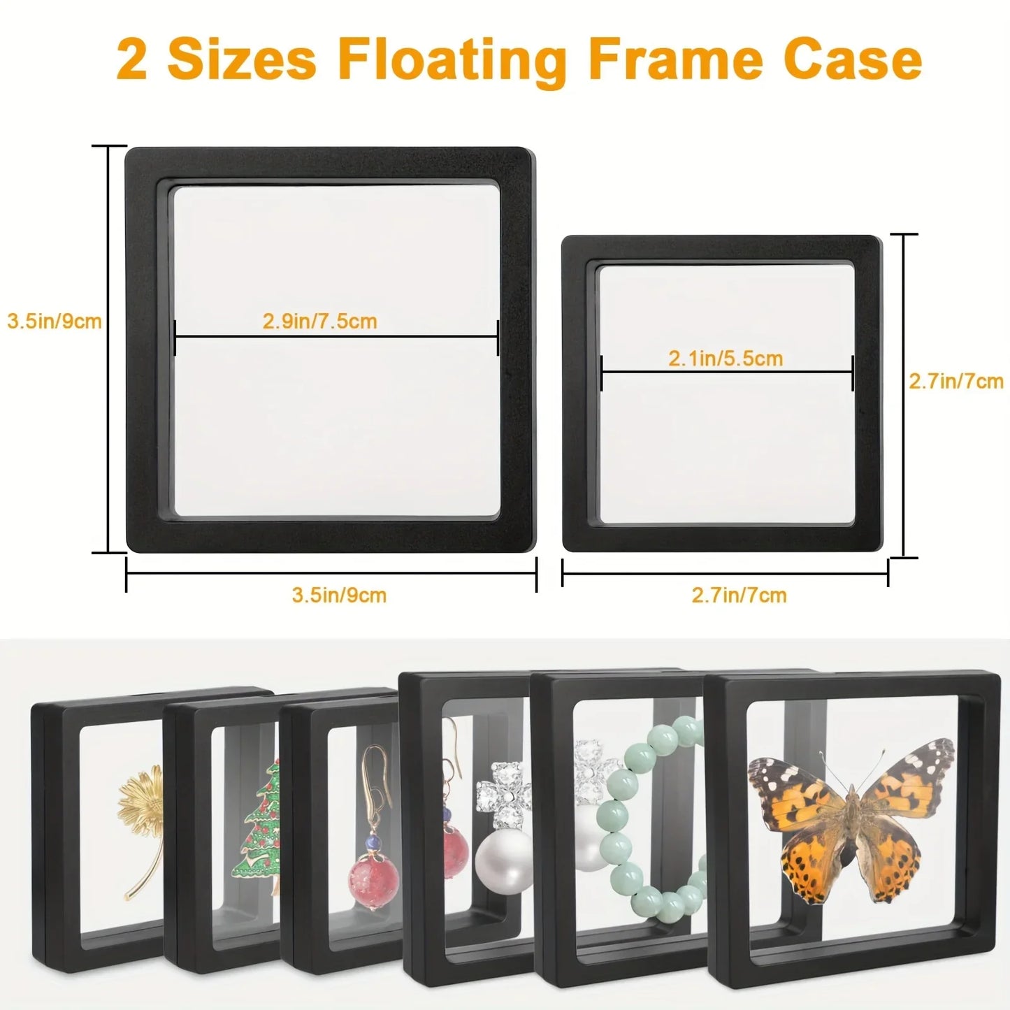 10-Pack 3D Floating Frame Display Stand – Transparent Jewelry Storage Case