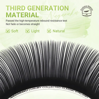 NAGARAKU Luxury Classic Eyelashes – 100% Handmade 16-Row Individual Matte Black Soft Eyelash Extensions