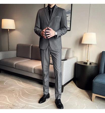 High-Quality Men’s 3-Piece Suit Set — Business Casual & Wedding Outfit (Jacket + Vest + Trousers), 2024 Fashion Banquet, Sizes S-6XL
