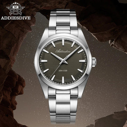 ADDIESDIVE Men's Luxury Quartz Watch – VH31, 100m Waterproof, Green AR Coating, Luminous, 316L Stainless Steel, 36mm