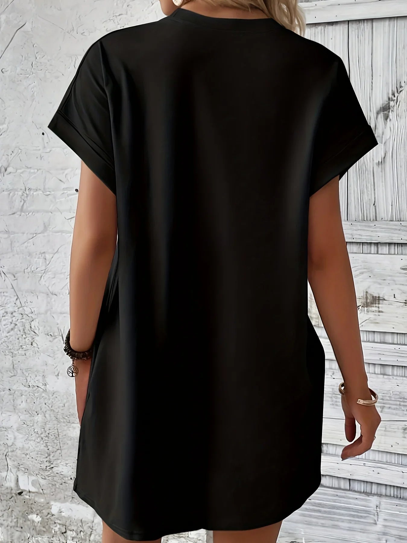 Women’s Plus Size Summer Casual Dress – Loose Fit Cross Faith Print Round Neck Short Sleeve Pocket T-Shirt Dress