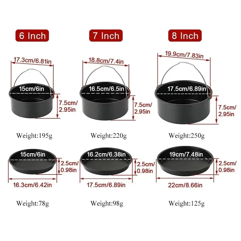 Non-Stick Cake Pan - 6/7/8 Inch Oven & Air Fryer Bakeware with Handles for Pizza, Cakes & Desserts