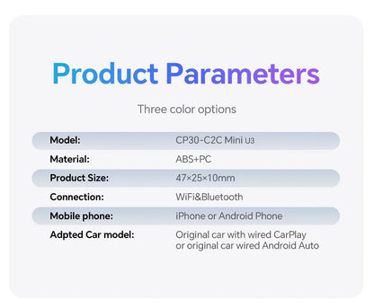 2025 Wireless CarPlay Smart Box – Plug & Play WiFi Adapter, Auto Connect, Wired to Wireless Android Upgrade
