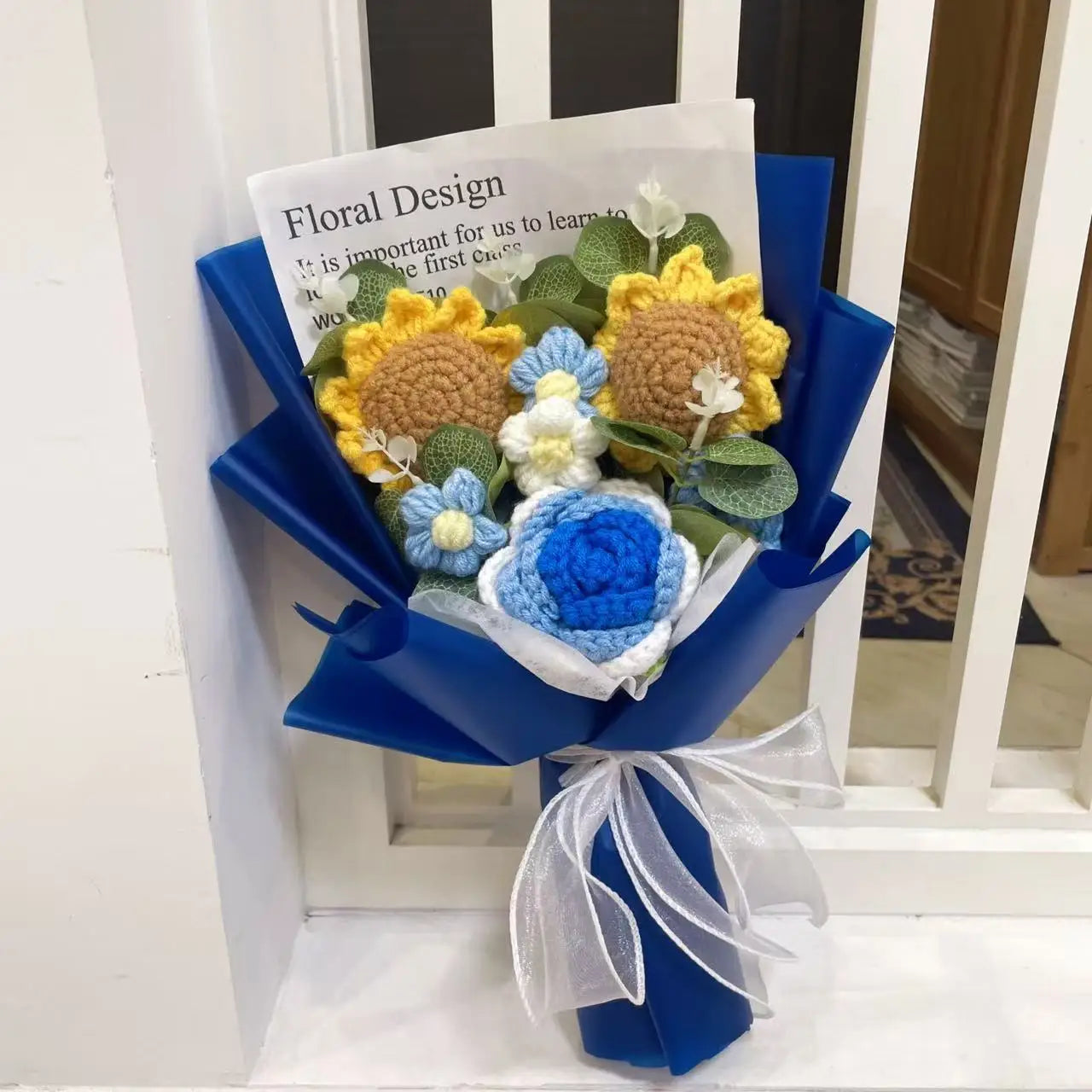 Knitted Sunflower Bouquet — Handmade Crochet Flowers for Valentine, Mother’s Day & Birthday Gifts