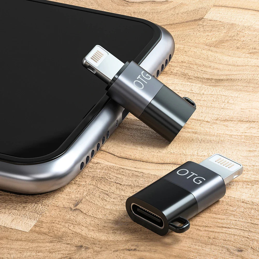 USB Type-C to Lightning OTG Adapter 8-Pin for iPhone 14/13/12/11 Pro & iPad – Type-C Audio & Microphone Connector