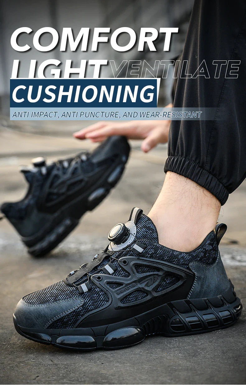 Steel Toe Men’s Work Boots – Lightweight Indestructible Safety Shoes, Anti-Smash & Anti-Puncture Sneakers