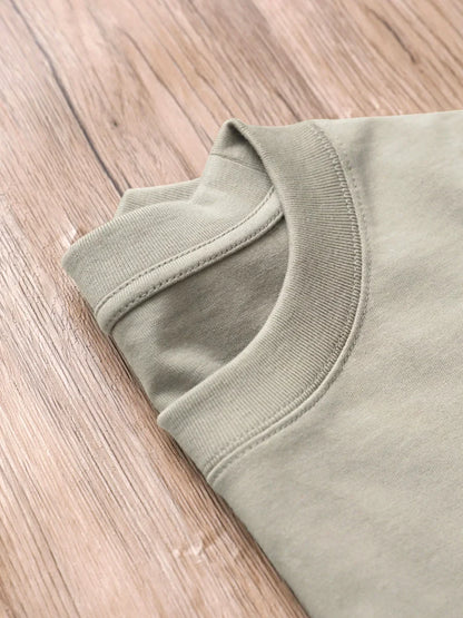 Heavy Cotton Oversized Men’s T-Shirt – 320g Solid Color Drop Shoulder Short Sleeve