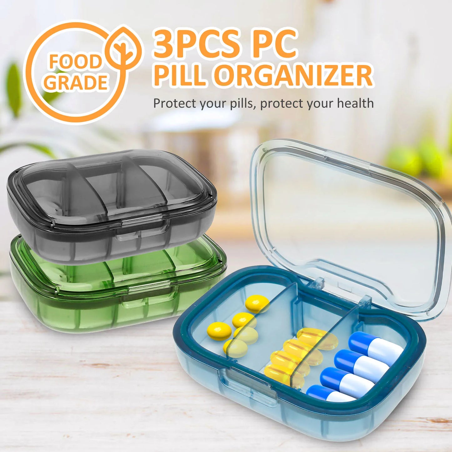 7/14/28-Day Pill Organizer – Weekly & Monthly Medicine Box with Tablet Storage, Splitter & Container Case