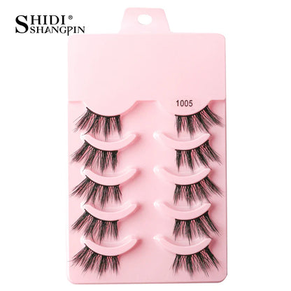 SHIDISHANGPIN 5/10 Pairs Cat Eye False Lashes – 3D Mink Half Lashes, Eyelash Extensions for Natural Makeup, Faux Cils Maquiagem