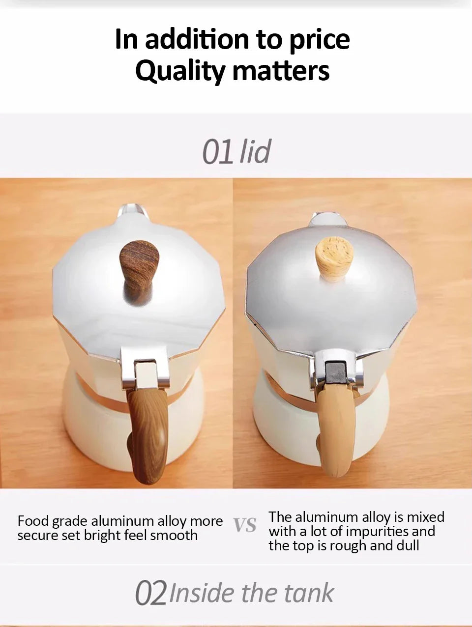 Vintage Wooden Handle Moka Pot – Classic Italian Espresso Maker 150ml/300ml for Home & Cafe Use