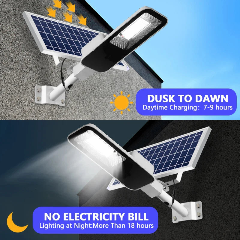 200W Outdoor Solar Street Light — Powerful 6000mAh Waterproof LED, Automatic Dusk-to-Dawn for Garage & Garden