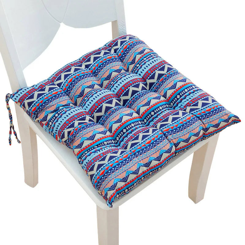 40cm Square Chair Cushion – Thickened Linen Stool Pad with Anti-Skid Strap, Backrest Pillow for Home & Office Chair