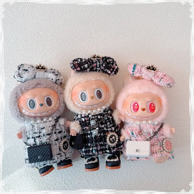 17cm Labubu Doll Accessories - Luxury Sweet Woolen Suit, Crossbody Bag & Princess Shoes Set