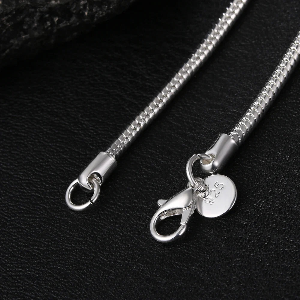 925 Sterling Silver Snake Chain Necklace — 1MM/2MM/3MM, 40–75cm for Men & Women, Fashion Jewelry Pendant, Free Shipping