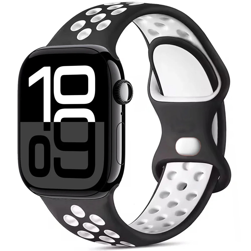 Silicone Apple Watch Strap - Breathable Wristband for Watch 11/10/9/8/7 Ultra 3/2 SE Series 49mm-41mm