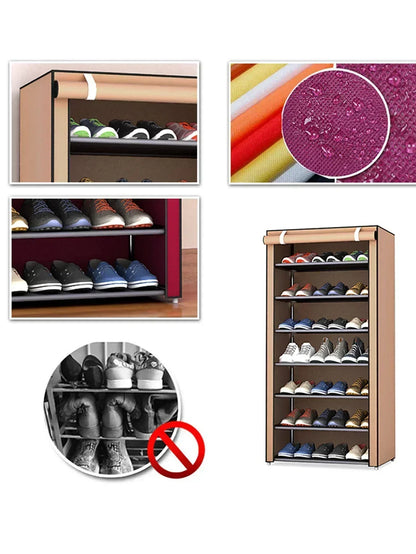 Multilayer Dustproof Shoe Rack - Minimalist Nonwoven Shoe Cabinet Organizer for Space-Saving Home Storage