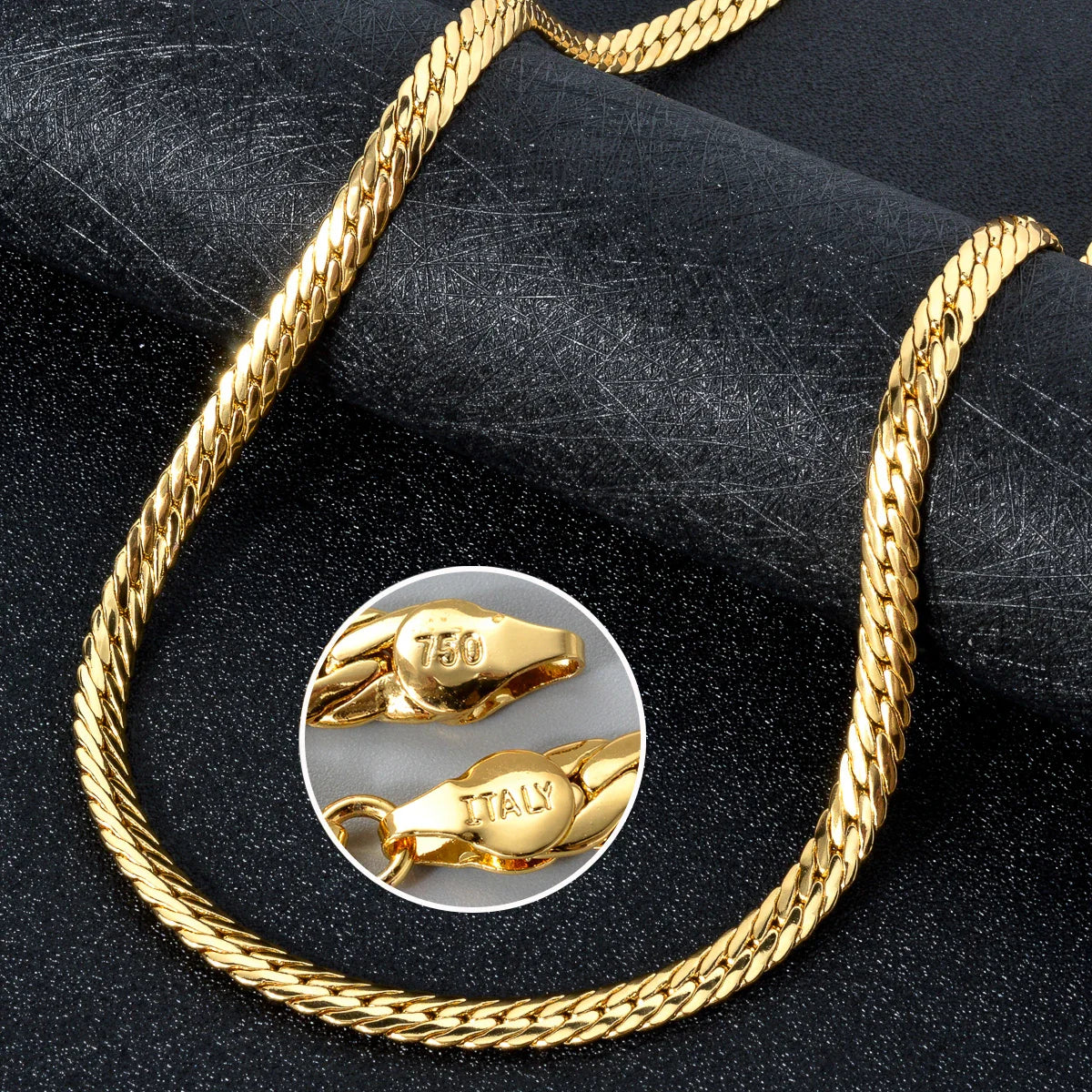 Sunny Jewelry Gold Plated Copper Snake Chain Necklace for Men & Women - Italy 750, High Quality for Daily Wear & Gifts